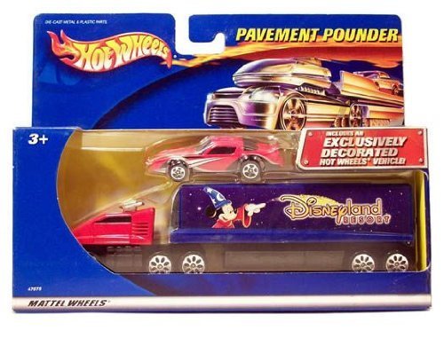 Mattel Hot Wheels - Disneyland Resort Pavement Pounder Transport Tractor/Trailer Rig and Exclusive Car