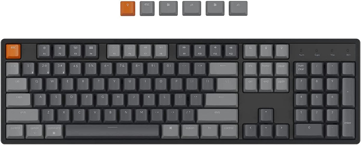 Keychron K10 Full Size Wireless Gaming Mechanical Keyboard, 104 Keys RGB LED Backlight N-Key Rollover with Gateron G Pro Red Switch, Bluetooth/USB-C Wired Aluminum Frame Keyboard for Mac/Windows