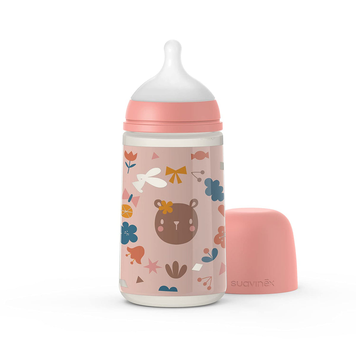 Suavinex Sx Pro M Forest Symmetrical Teat Feeding Bottle 270 ml Powder Pink