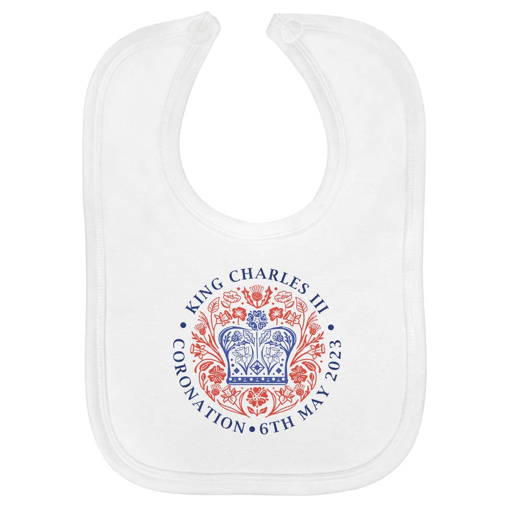 Azeeda King Charles Coronation Emblem Soft Cotton Baby Bib (BI00050628)