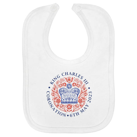 Azeeda King Charles Coronation Emblem Soft Cotton Baby Bib (BI00050628)