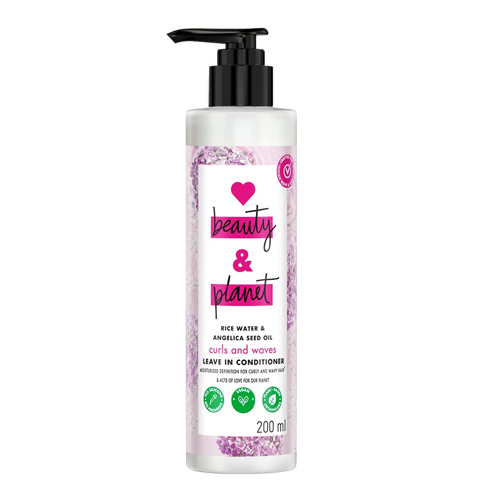 Love Beauty & Planet Rice Water & Angelica Seed Oil Leave in Conditioner for defined, frizz free curls | Silicone Free, 200ml