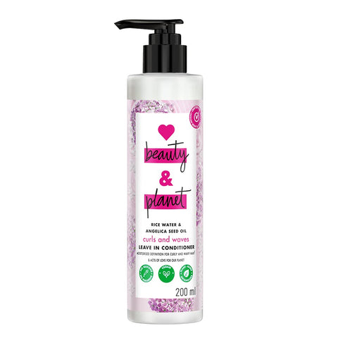 Love Beauty & Planet Rice Water & Angelica Seed Oil Leave in Conditioner for defined, frizz free curls | Silicone Free, 200ml