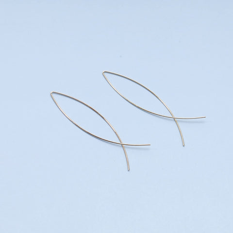 Yheakne Boho Thin Arch Hoop Earrings Gold Threader Wire Earrings Open Hoop Earrings Minimal Everyday Earrings Jewelry for Women and Girls