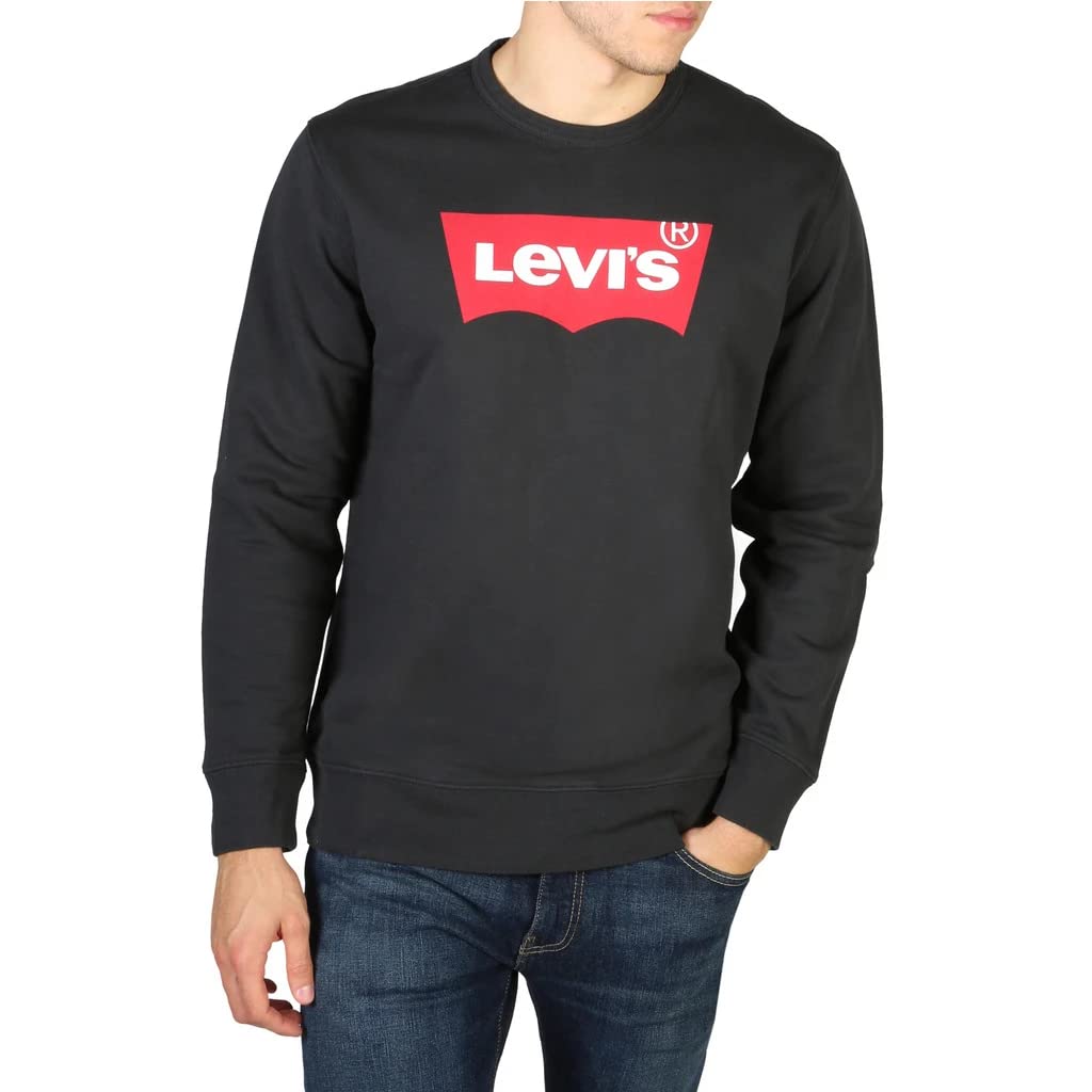 Levis Mens Graphic Crewneck B Sweatshirt, Housemark Two Color Jet Black, XL