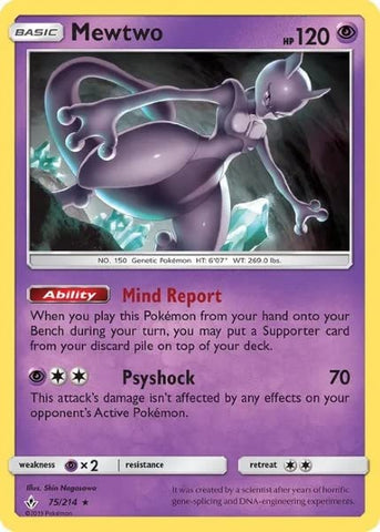 Pokemon - Mewtwo 75/214 - Unbroken Bonds - Rare Card