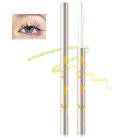 HOSAILY Cream Eyeshadow Stick, Green Gold Yellow Glitter Shifting Color Cream Eyeshadow Eye Brightener, Waterproof Long-Wearing Metallic Colored Colorful Eyeliner Crayon Pencil Makeup (04#)