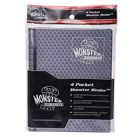 Monster 4 Pocket Trading Card Album-20 Side Loading, Theft Deterrent, Padded Pages for Extra Protection-Deluxe Binder Holds 160 Yugioh, MTG, Magic The Gathering, PokÃƒÂ©mon & Sport Cards- Holofoil Black