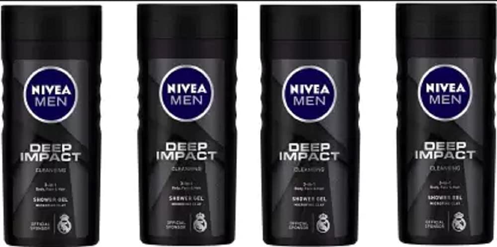 NIVEA Deep Impact Cleansing Shower Gel Microfine Clay 250ml (4 x 250 ml)