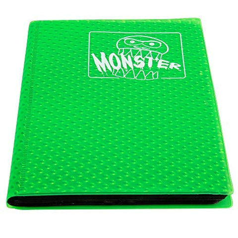 Monster Binder - 4 Pocket Trading Card Album - Holofoil Green (Anti-Theft Pockets Hold 160+ Cards)