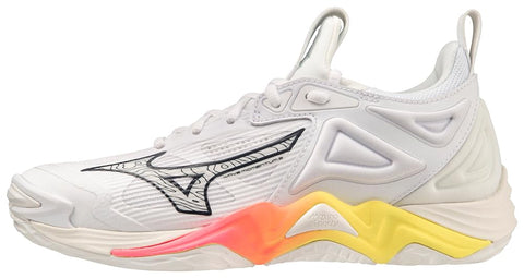 Mizuno Women's Wave Momentum 3 Volleyball Shoe, SNW Wht-high-vs Pnk, 8