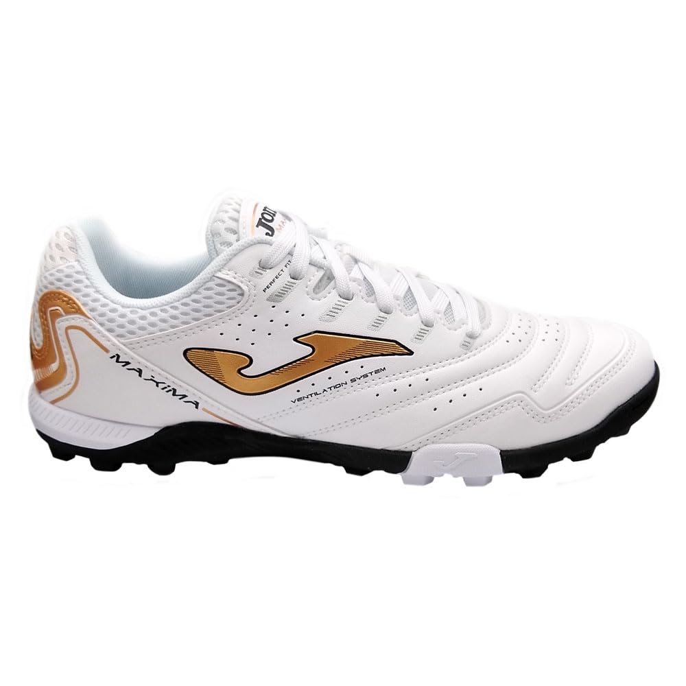 Joma Maxima Adult Turf Soccer Shoe (White/Bronze, us_Footwear_Size_System, Adult, Men, Numeric, Medium, Numeric_8_Point_5)