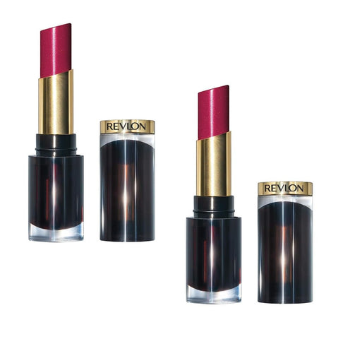 REVLON Pack of 2 Super Lustrous Glass Shine Lipstick, Glassy Ruby 025