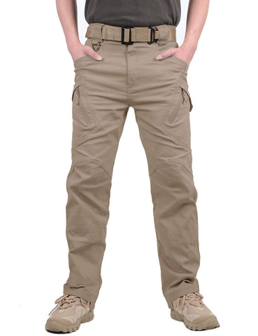 KEFITEVD Mens Tactical Cargo Trousers Outdoor Ripstop Army Pants Climbing Combat Trouser, Khaki, 34