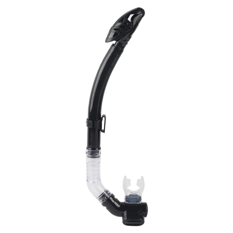 Keenso Full Dry Silicone Mouthpiece Diving Snorkel with PVC Tube, Double Orifice Discharge Valve, Comfortable Bite Angle, Convenient Connection with Goggles (Black)