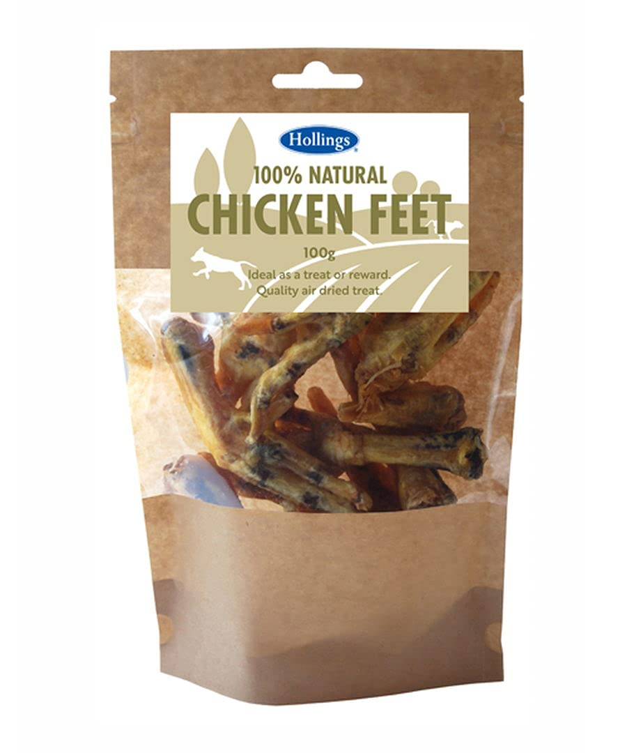 Hollings Pet Things 100% Natural Chicken Feet 100g (Pack of 8)