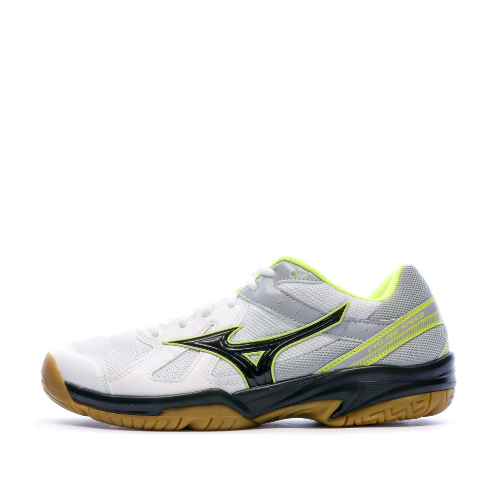 Mizuno Men's Cyclone Speed Low-Top Sneakers, Multicolour (White/Black/Safety Yellow 001), 7.5 UK