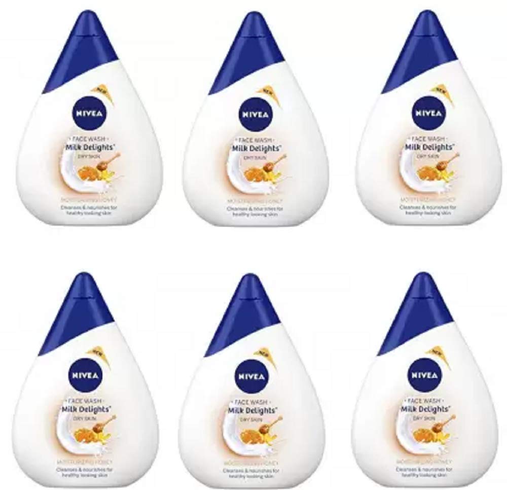 Nivea Milk Delights With Moisturizing Honey 50ML Each (Pack of 6) Face Wash (300 ml)