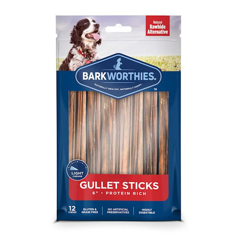 Barkworthies Protein Rich Gullet Stick Dog Chews, Count of 12