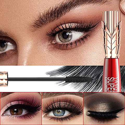 4D Super Long Mascara, Waterproof Long Lasting Mascara Black Volume and Length Natural, Exquisitely Full, Lengthening Thickening Softer Fuller Lashes Amplify Sweat Proof Eyelash Mascara