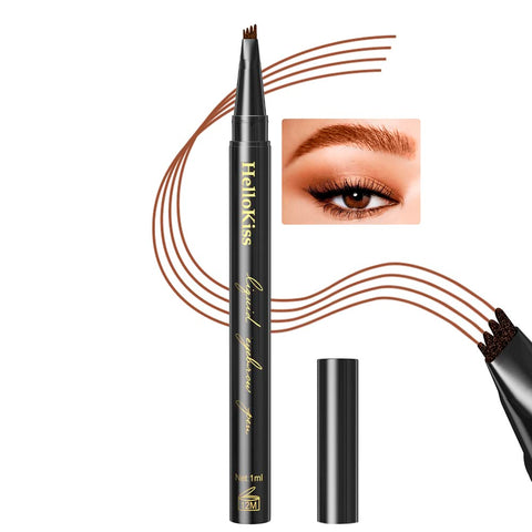 Mysense Liquid Eyebrow Pen, Eyebrow Pencil with 4 Micro-Fork Tips, Waterproof Smudge-proof Brow Pencil for Natural Looking Eyebrow Makeup, 01# Light Brown