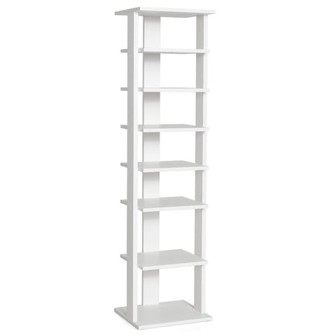 COSTWAY 7-Tier Shoe Rack, Freestanding Wooden Shoe Shelf Storage Stand, Single/Double Row Corner Shoes Organiser Unit for Home Hallway Entryway Closet (27 x 26 x 110cm, White)