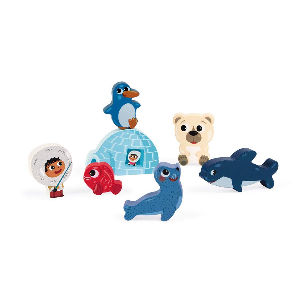 Janod Arctic Chunky Wood Puzzle - 7 Pieces - Ages 18 Months+ - J07094