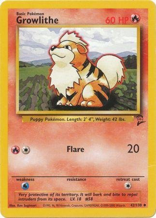 Pokemon - Growlithe (42) - Base Set 2