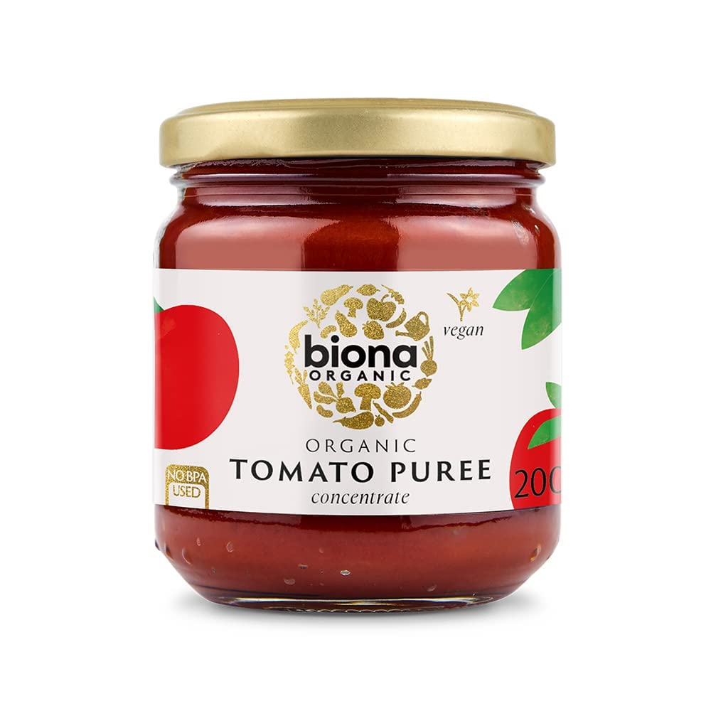 Biona Organic Tomato Puree 200g - Tomato Concentrate made from 100% Organically Certified Tomatoes - No Added Sugar, Salt or Preservative - Non GMO, Vegan