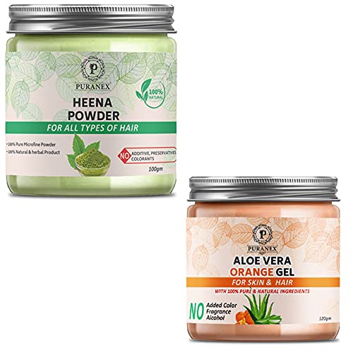 Puranex Natural & Pure Heena Powder & Aloe Vera Gel (Rose) 100gm (Combo Pack of 2) 200Gm