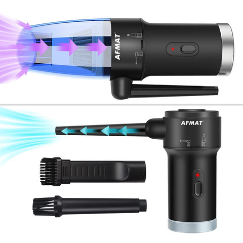 AFMAT Cordless Air Duster & Vacuum Cleaner 2-in-1, Handheld Electric Air Blower, Bye to Compressed Canned Air Spray, 60000 RMP Powerful Cleaning for Computer Keyboard Sofa Air Conditioner Car Vehicle