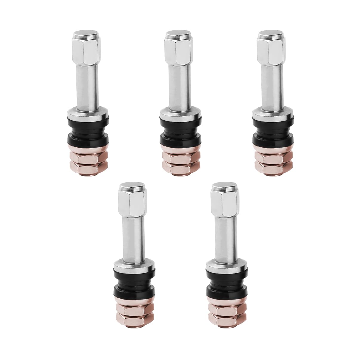 Osilly 5PCS Car TR43E Tubeless Metal Clamp-in Valve Stems, Rubber Automotive Tire Tubeless Valve Stem Snap-in Valves, Car Accessories Universal for RV, ATV, SUV, Truck and More?TR48E?