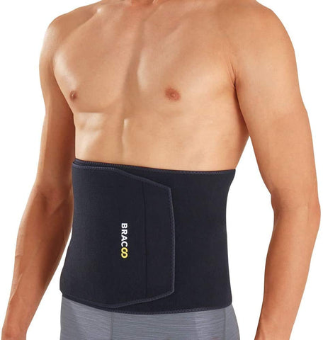 BRACOO SE22 Waist Trimmer, Advanced Caloric Burner & Sweat Belt, Adjustable Sauna Band - Improves Core Stability, Elevates Aerobic Intensity & Increases Perspiration (S/M) Black