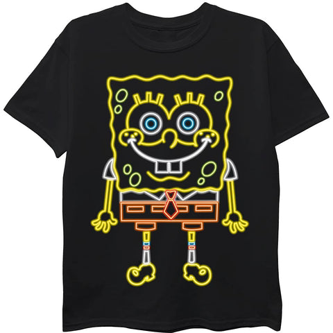 Nickelodeon Boys' Little Spongebob Squarepants Short Sleeve T-Shirt, Black, 7