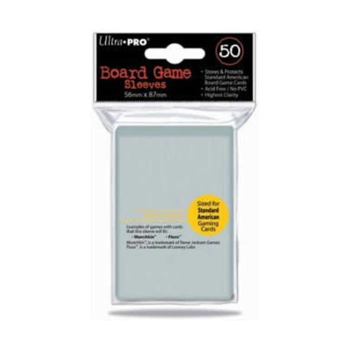 Standard American Board Game Sized Sleeves - Clear (12 Packs of 50)