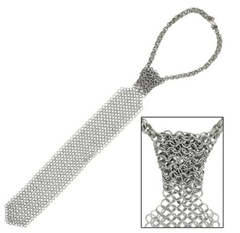 AWIKINS Chainmail Tie Adjustable Tie Made Aluminum Rings Medieval Body Armor Armour Chainmail Shirt Necktie Mens And Womens