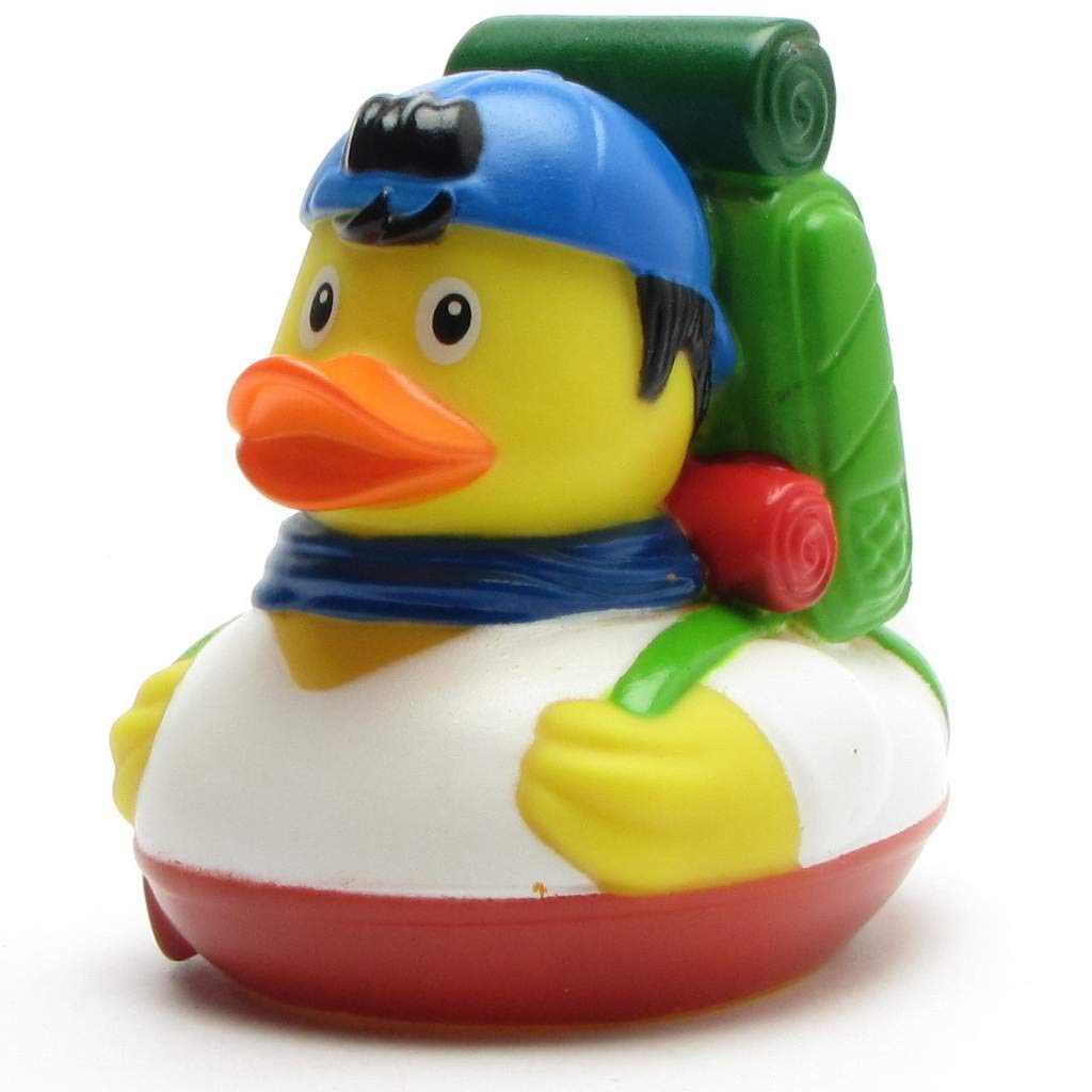 Duckshop Backpacker Rubber Duck, Squeaky Duck, Length: 8.5 cm