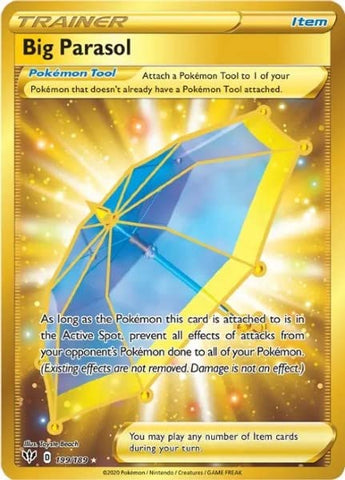 Pokemon - Big Parasol - 199/189 - Darkness Ablaze - Full Art - Gold Secret Rare Card