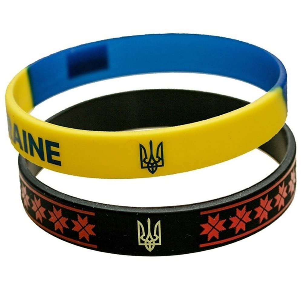 Wudaizhi 2pcs Ukraine Flag Wristband Silicone Ukraine Bracelets Rubber National Flag Wristband Ukrainian Gifts for Fan Souvenirs