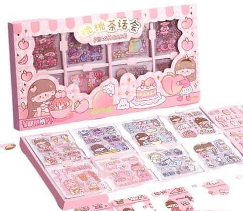 KIDLOOP PVC Cute Girl Theme Kawaii Stickers - 200 Sheets Cute Washi Stickers, Japanese Style Cartoon Girls Sticker Set, Stationery Item, Journals, Scrapbooking