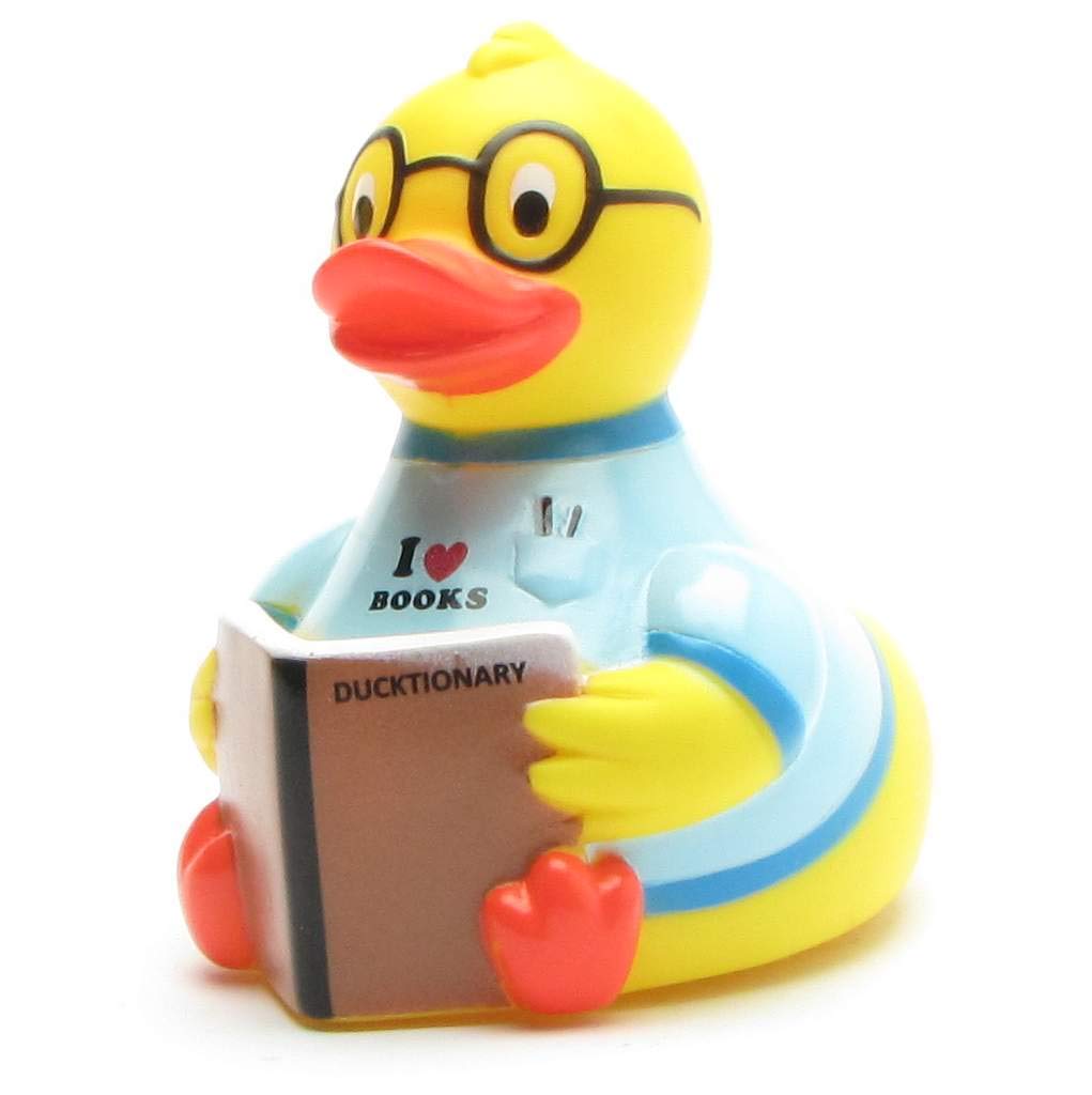 Duckshop l Bookworm Bath Ducks l Rubber Duck - L: 11 cm