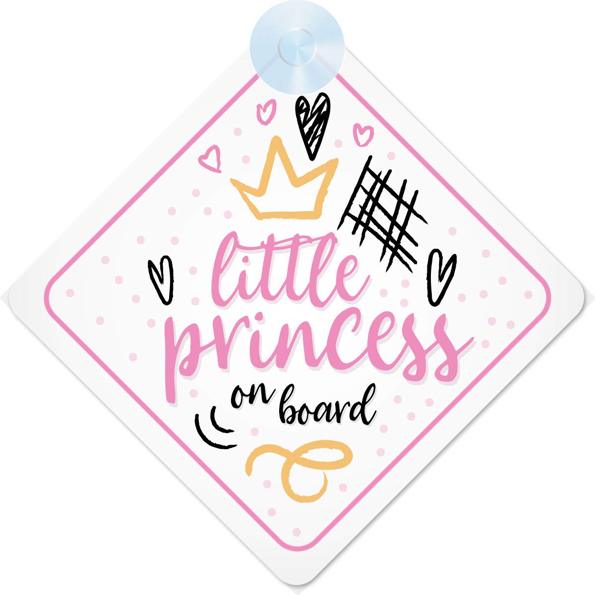 mybabyonboard UK Princess On Board Pink with Crown (024) Non Personalised Car Sign New Baby Girl/Child Gift/Present