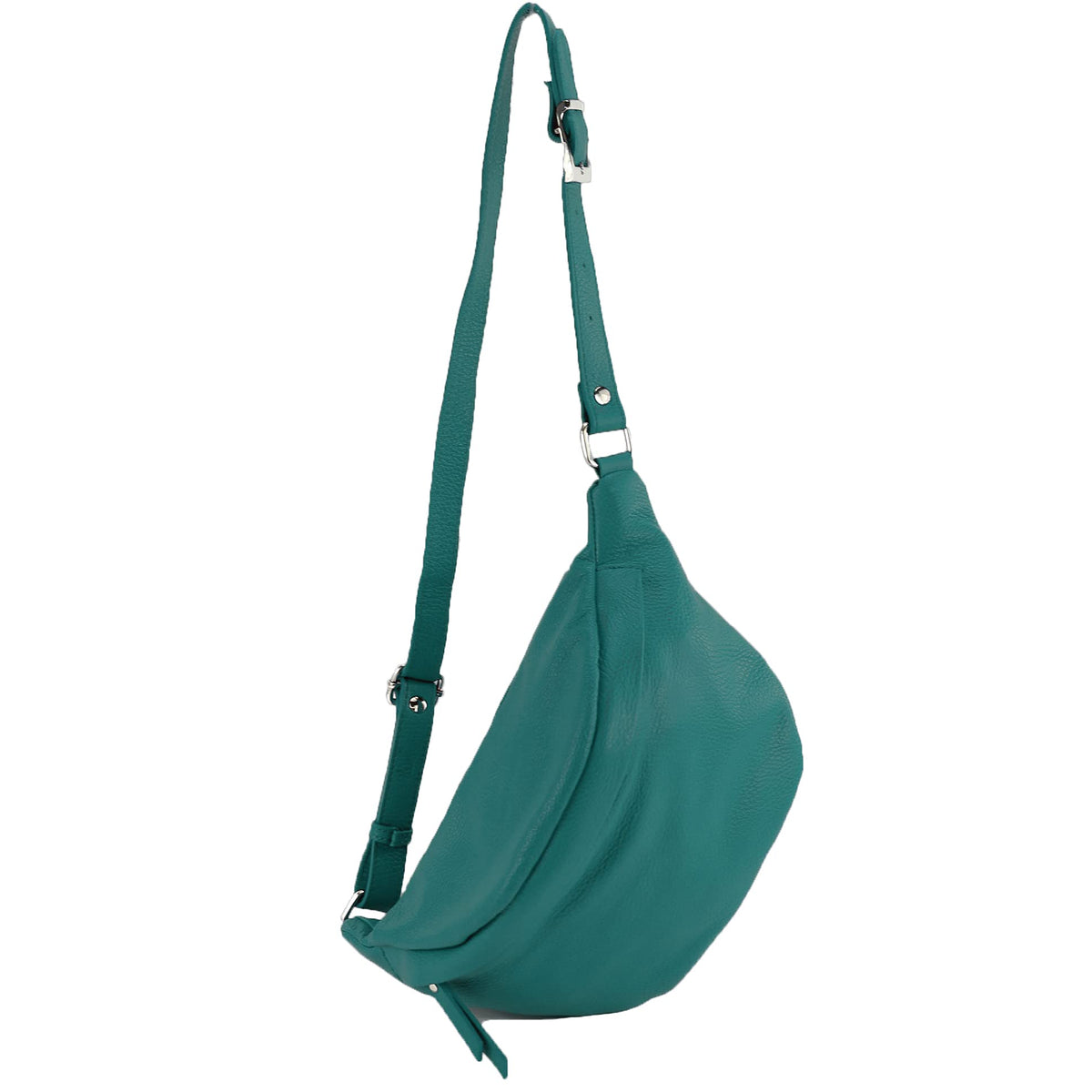 modamoda de - T77 - Italian hip bag, bum bag medium made of soft leather (Petrol)