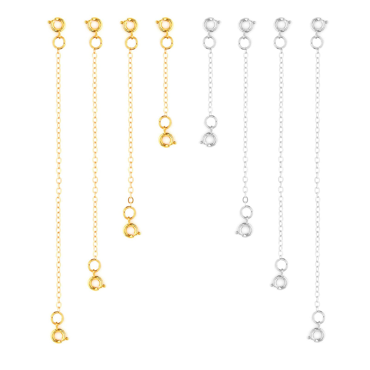 LUTER 8pcs Necklace Extension Chain, 4 Size Jewelry Extenders Necklace Chain Extender Extension Chain for Jewelry Making Necklace Bracelet Anklet (Gold, Silver)