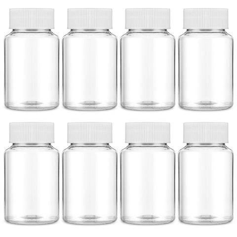 YUXIANLB 8 Pcs Empty Pill Bottles, 80ml Pill Bottles Empty with Caps Plastic Pill Bottles Clear Medicine Small Travel Pill Bottle Pill Cases for Organizers Storing Fish Oil Medication Candy