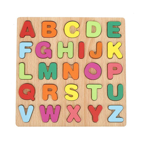 Zerodis Colorful Wooden Numbers Alphabet Matching Building Block Toy Early Education Children Toy(Capital Letter)