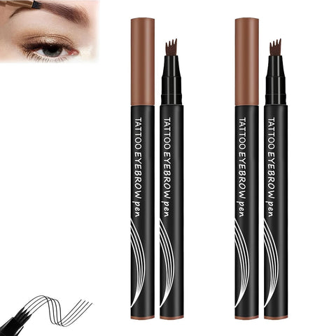 Eyebrow Pen, Eyebrow Pencil For Eye Makeup,4-Tip Microblade Brow Pen, Long Lasting, Waterproof and Professional Eyebrow Pencil, Creates Natural Looking Eyebrows Make-Up(2pcs light brown)