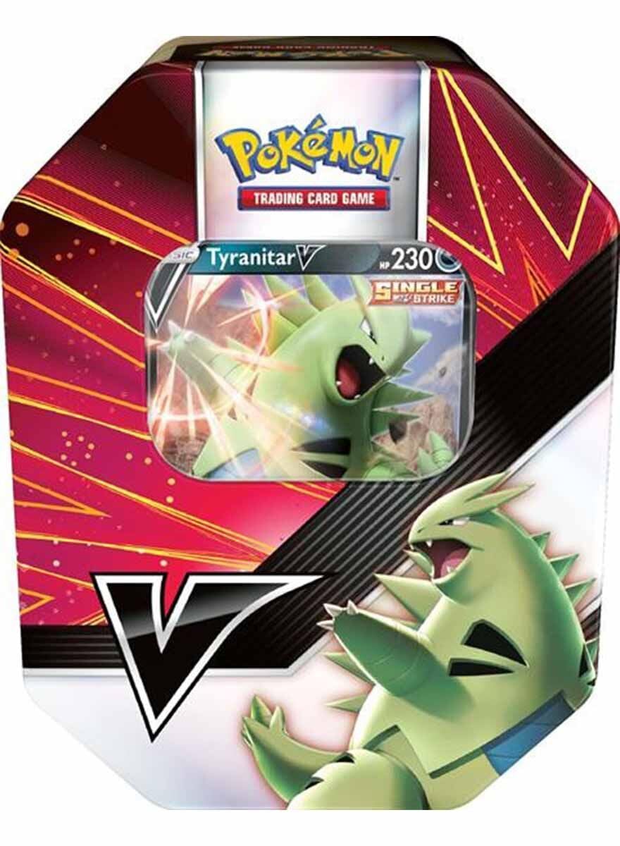 Pokémon | V Strikers Tin (Tyranitar V/Empoleon V) (One at Random) | Card Game | Ages 6+ | 2 Players | 10+ Minutes Playing Time