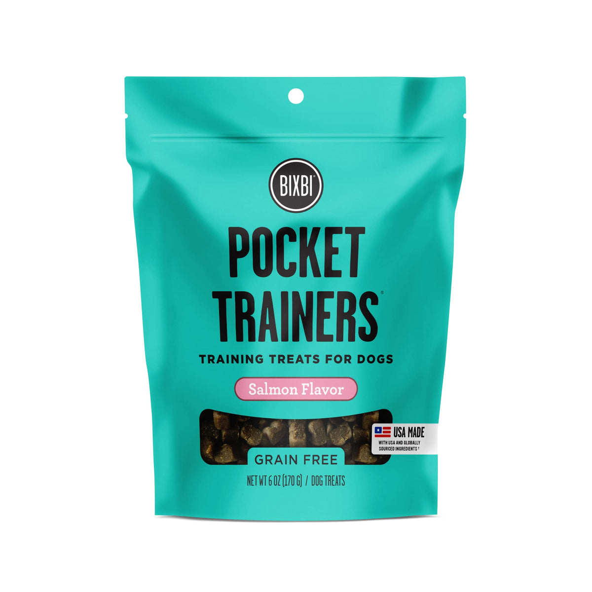 BIXBI Pocket Trainers, Salmon (6 oz, 1 Pouch) - Small Training Treats for Dogs - Low Calorie and Grain Free Dog Treats, Flavorful Pocket Size Healthy and All Natural Dog Treats