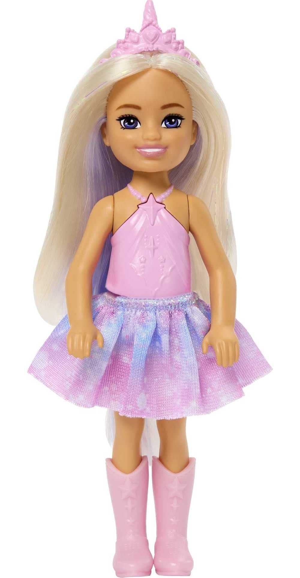 Barbie Dreamtopia Chelsea Unicorn Small Doll with Lavender Hair & Horn Headband, Detachable Tail, Doll Bends at Waist